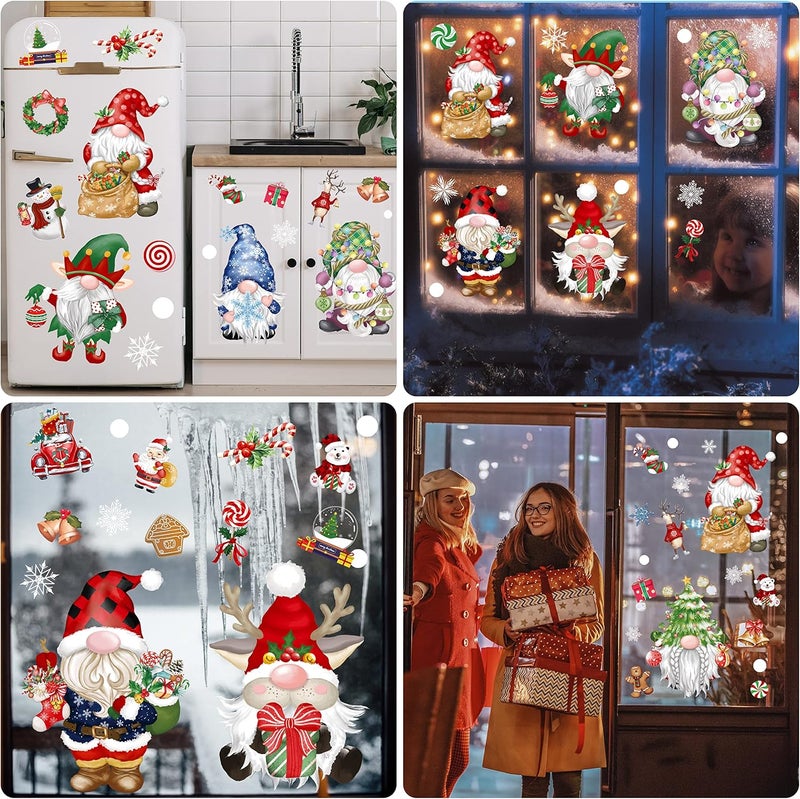 BORAMDO Christmas Window Clings 11 Sheets, Gnome Snowflake Window Decals Stickers, Removable Christmas Glass Decorations for Xmas Holiday Home Office Decor, 9 Styles - Image 5